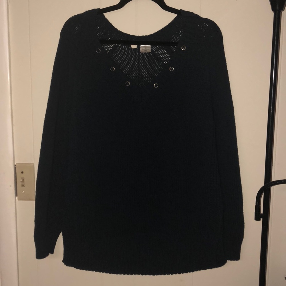 Anthropology navy blue v-neck sweater